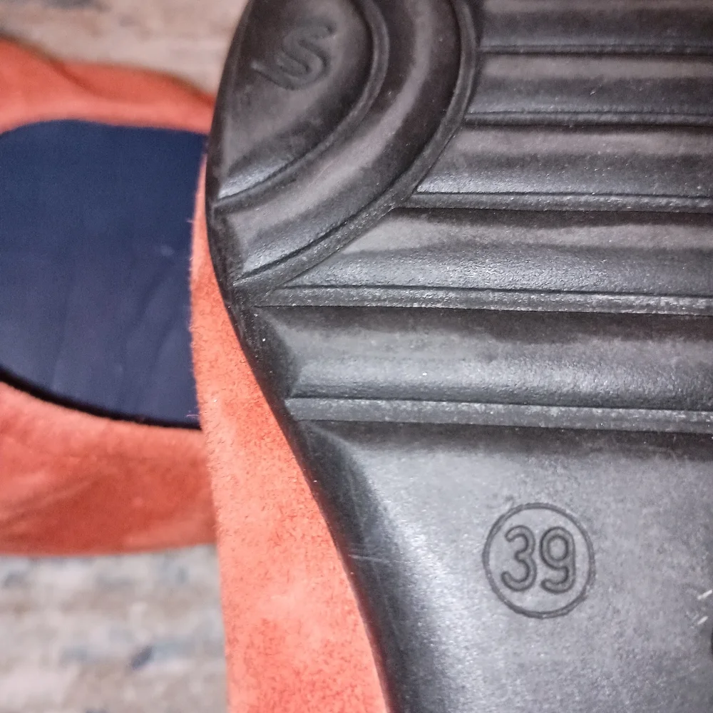 Sabrinas  Orange Navy Leather ballet Flats Size 39
